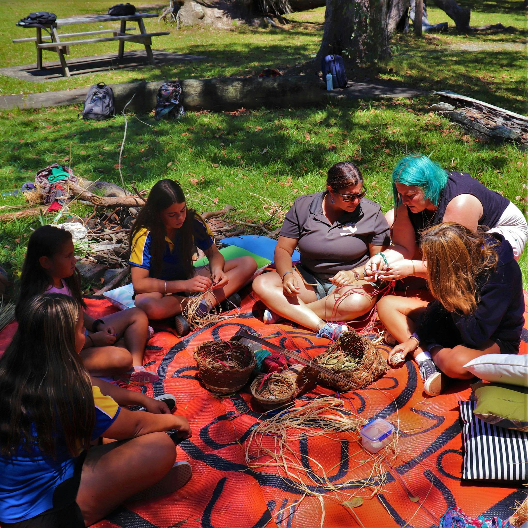 We weave with schools and youth groups by booking. Visit our website to see prices and book!