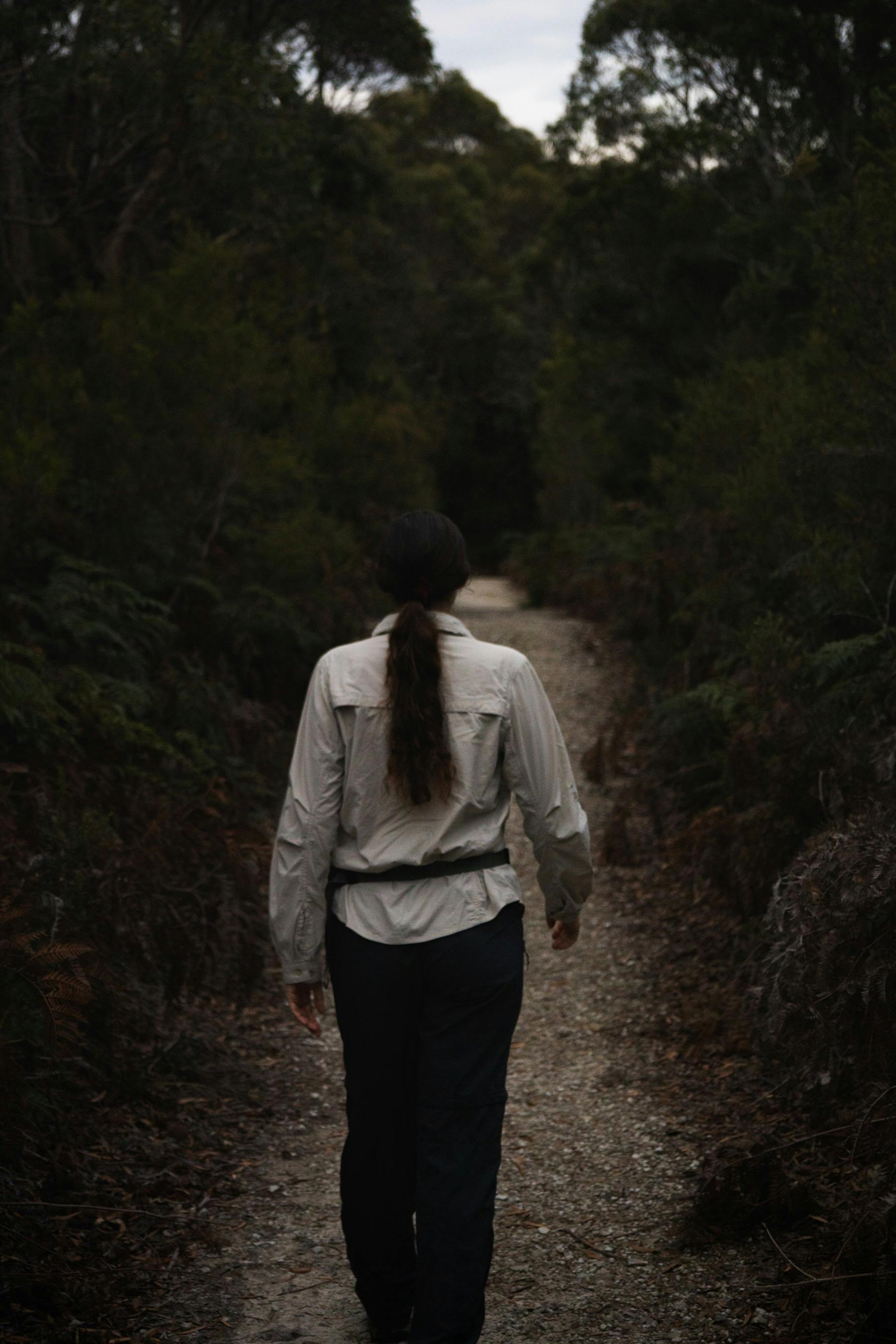 Following behind the guide who is walking down the Ocean Beach Trail.