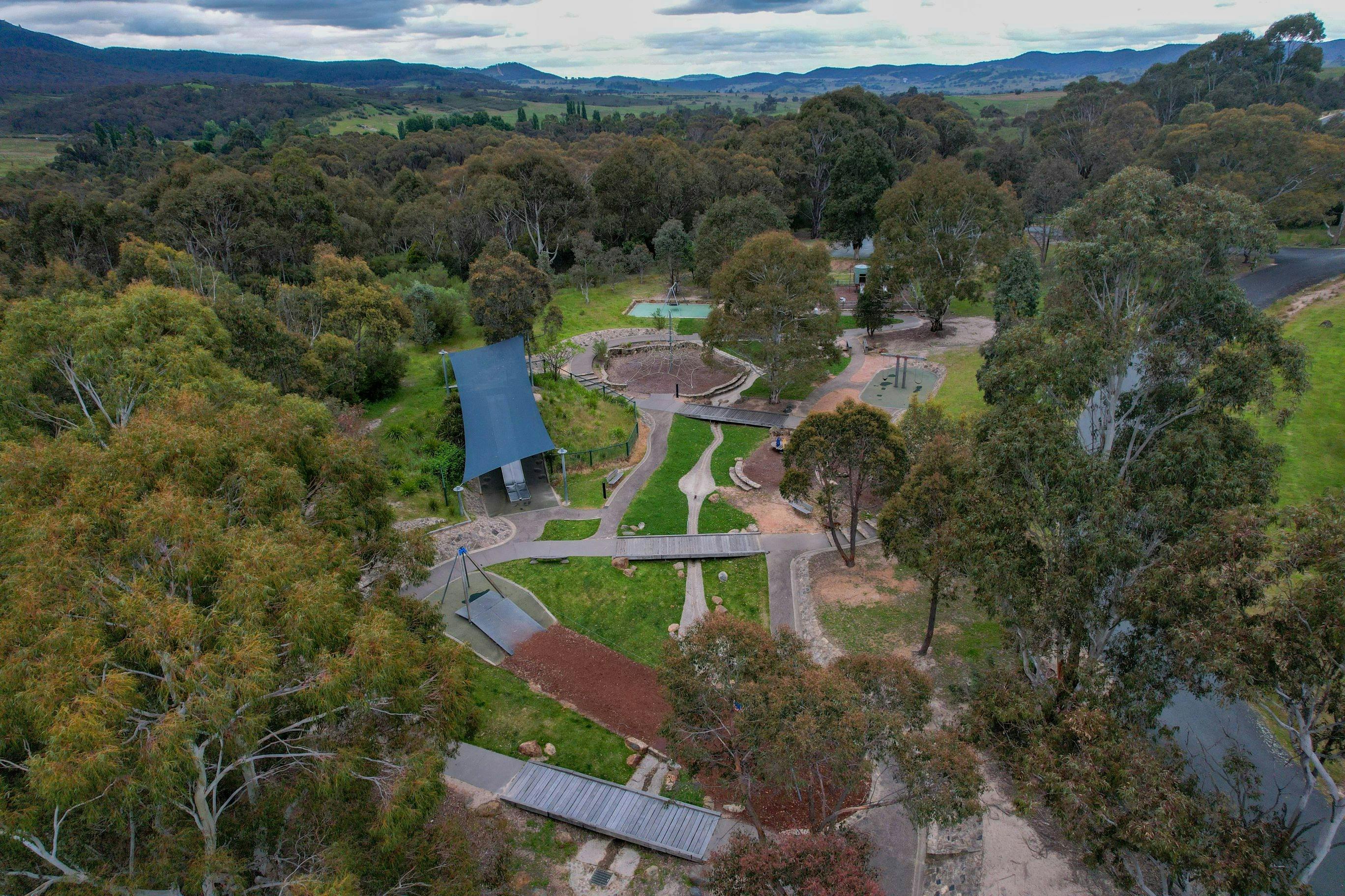 Drone photo of Tidbinbilla Nature Discovery Playground