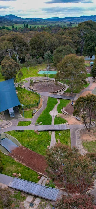 Drone photo of Tidbinbilla Nature Discovery Playground