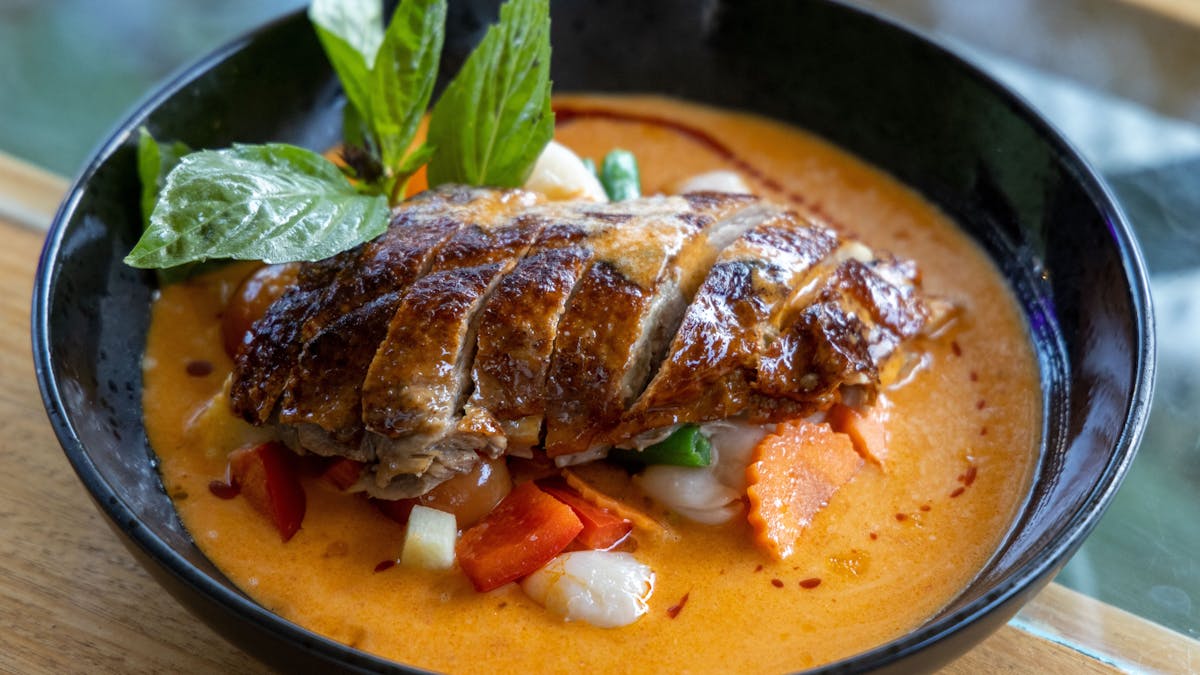 Red Curry Duck and created special flavours bringing in lychees, cherry tomatoes and pineapple but f