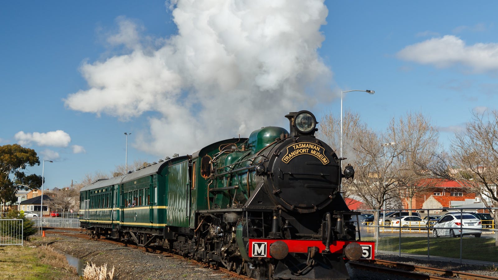 M5 with the Museums two main passenger carriages.