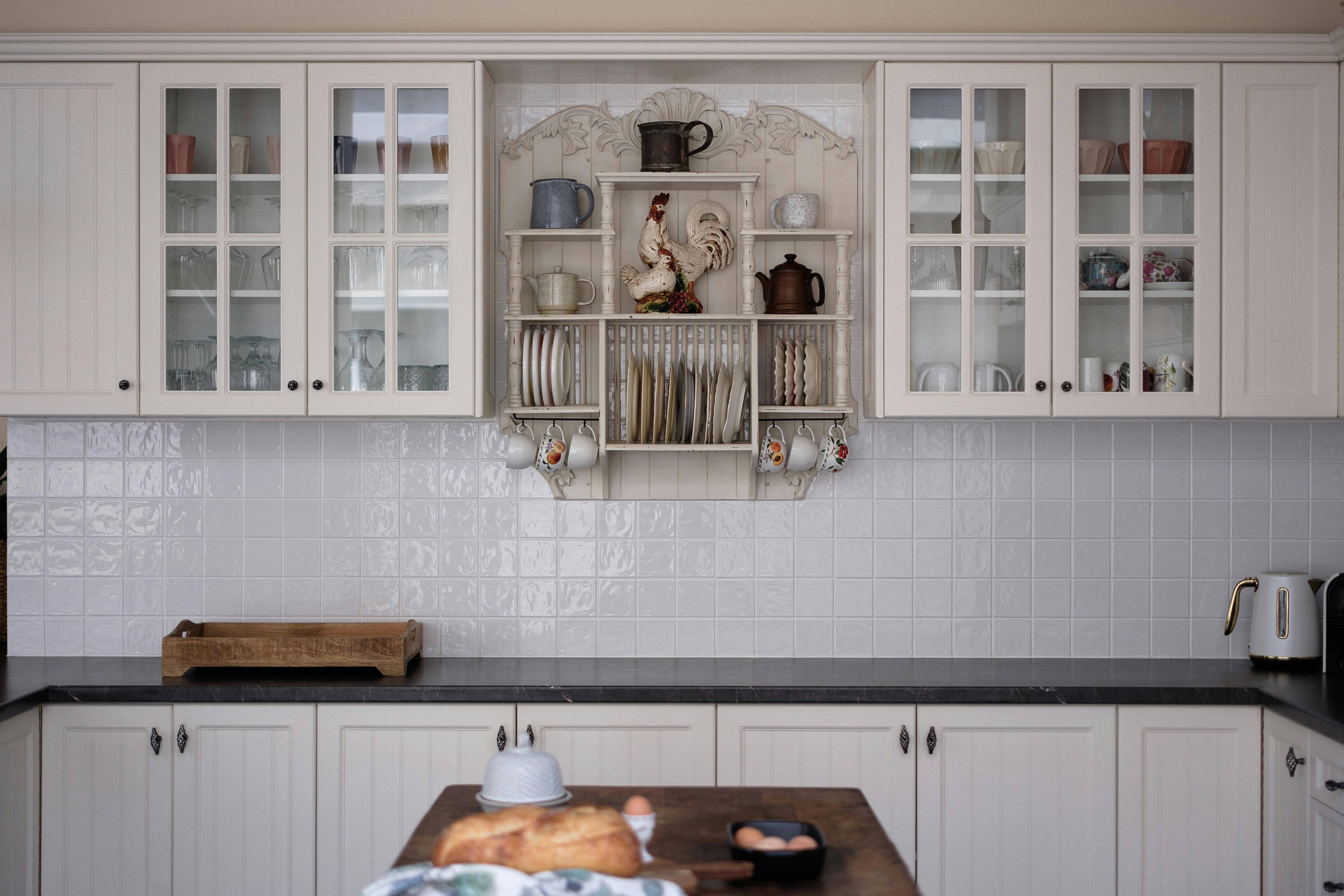 A kitchen with butcher block