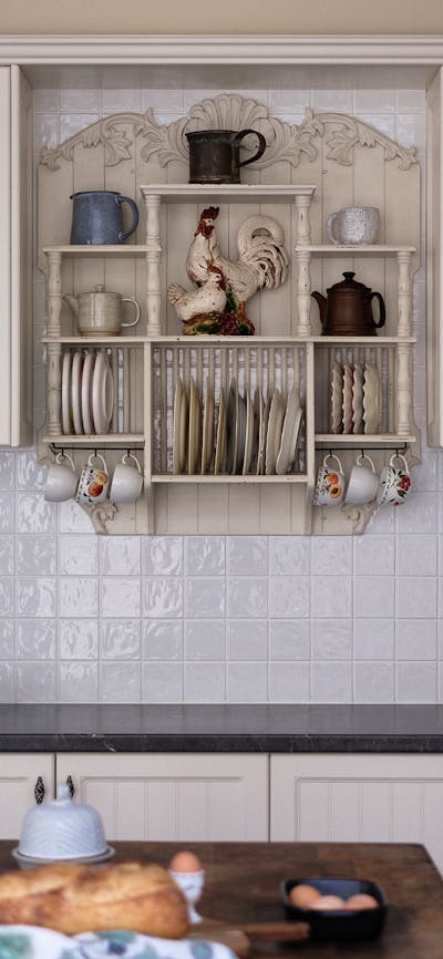 A kitchen with butcher block