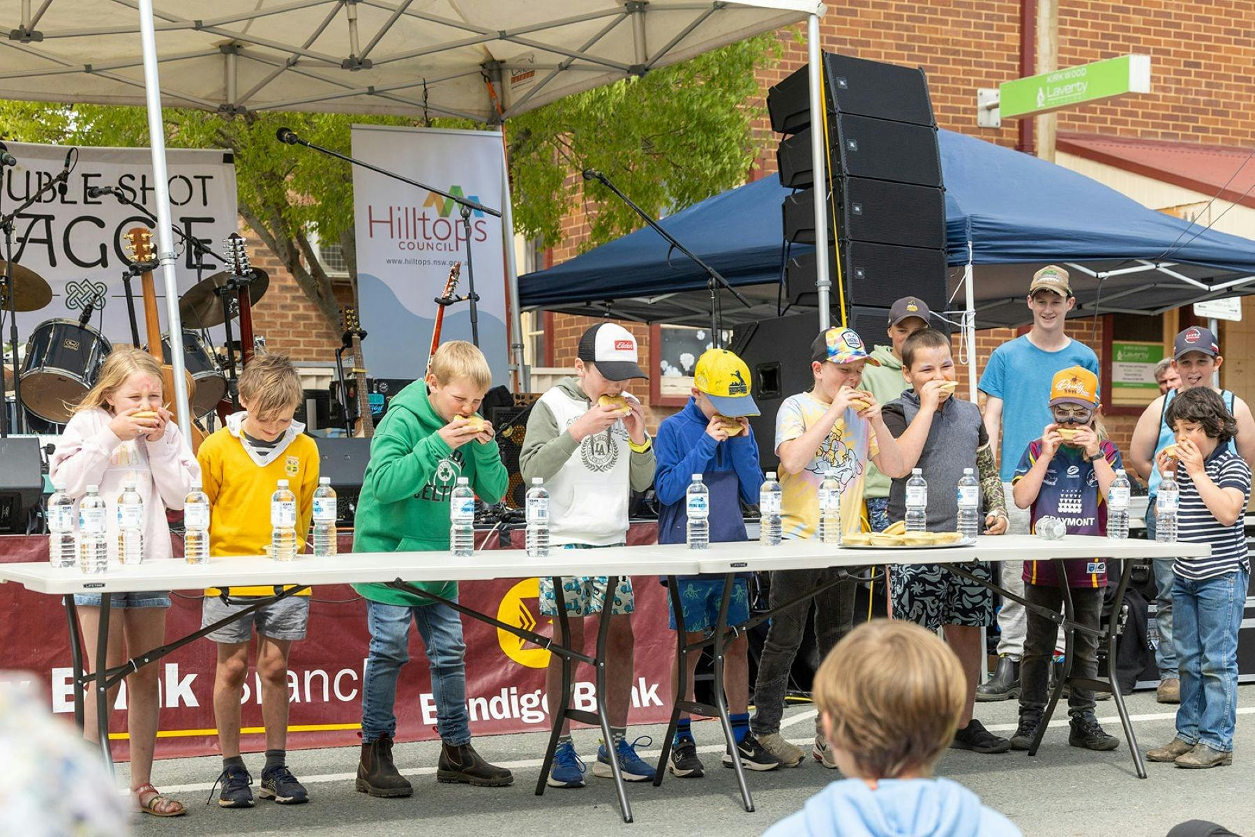 Children in a pie eating competition