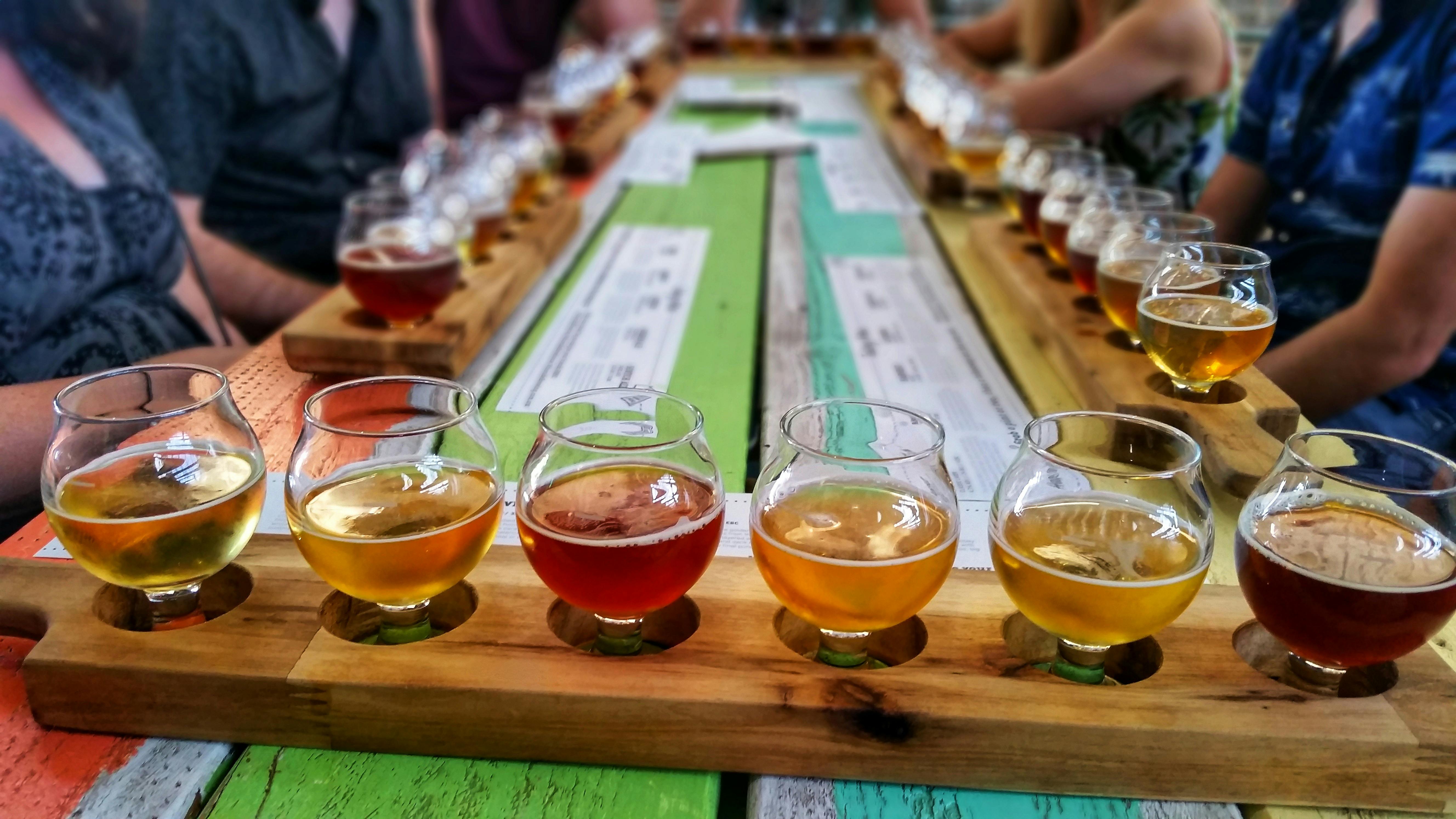 Beer paddles a plenty at Otherside Brewery.