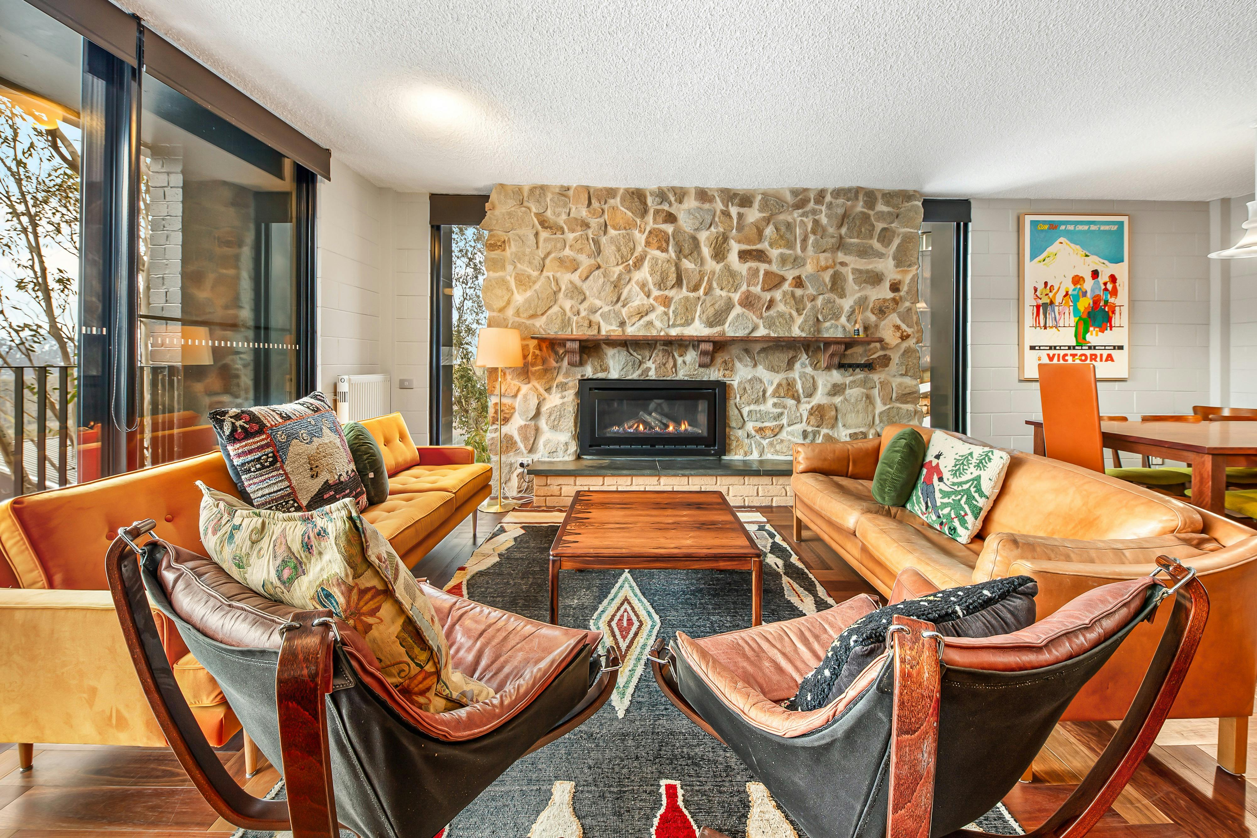 Lounge and fireplace