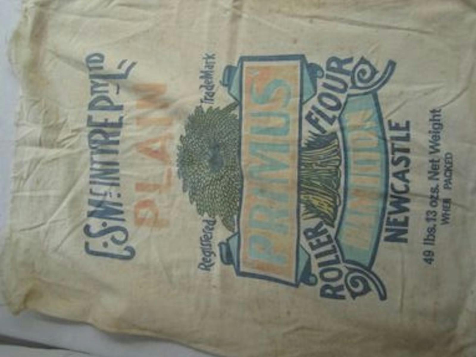 Used flour bag ready for reuse
