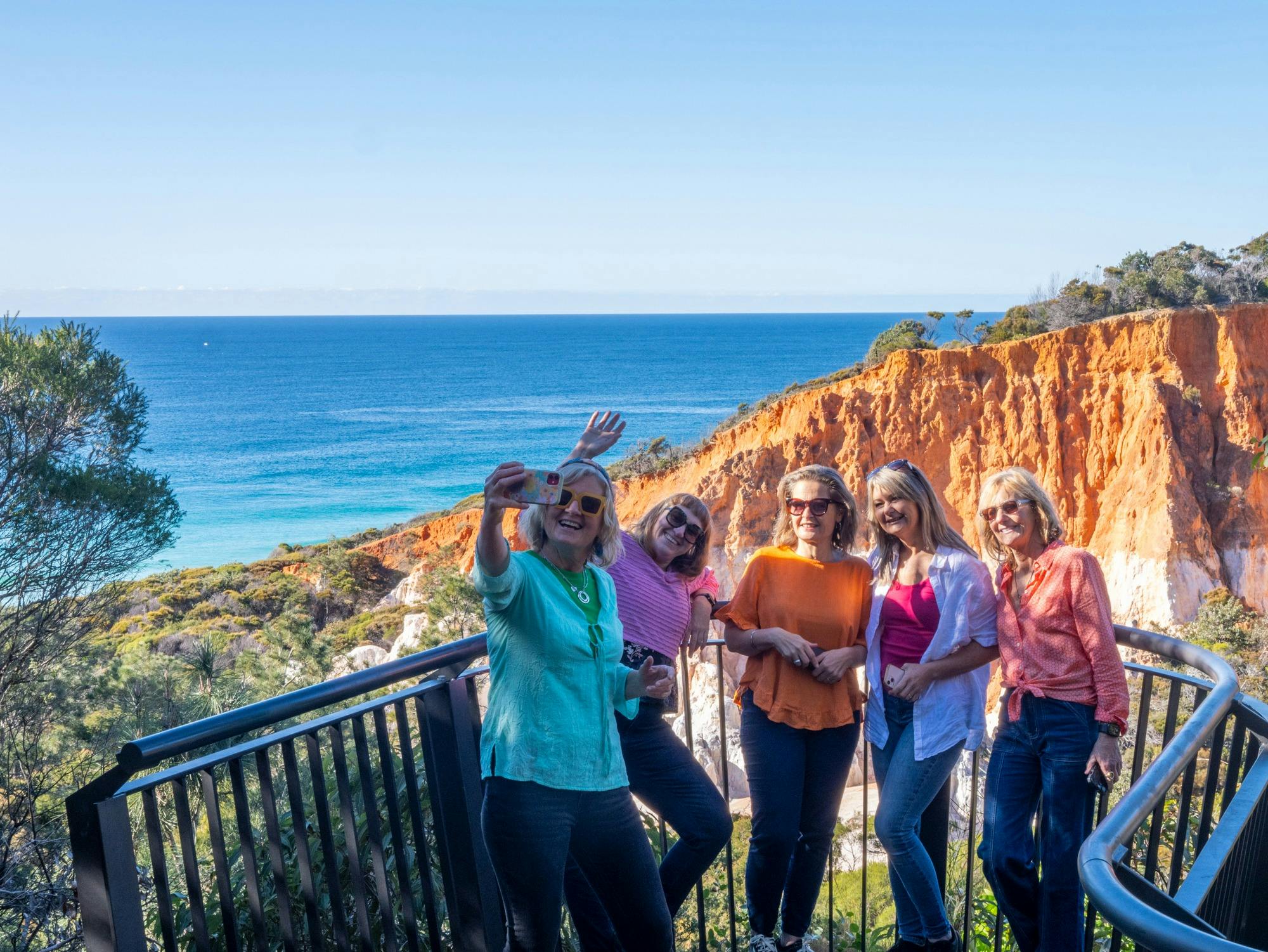 Guests taking photos at The Pinnacles, Eden