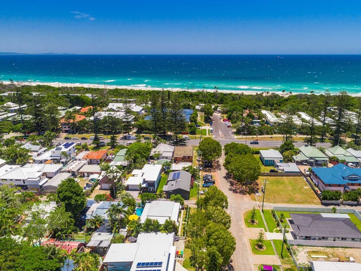 Starr Cottage - Byron Bay - Aerial Image towards Beach