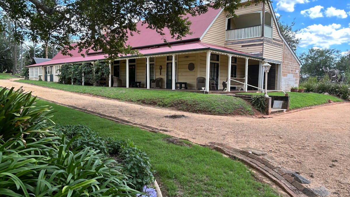 Taabinga Homestead from front, noting wide and long verandah