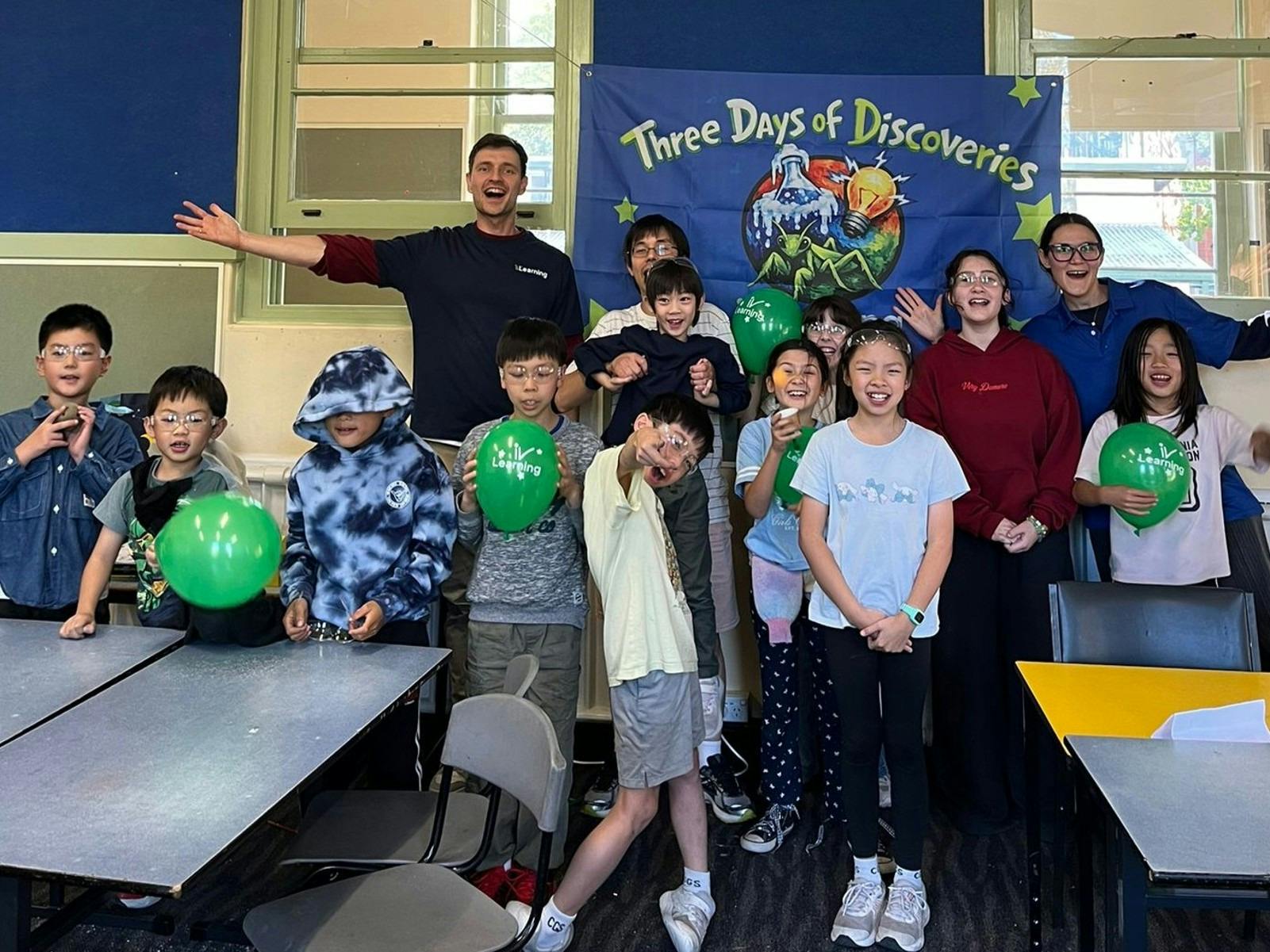 Happy children posing for the photo at the science camp