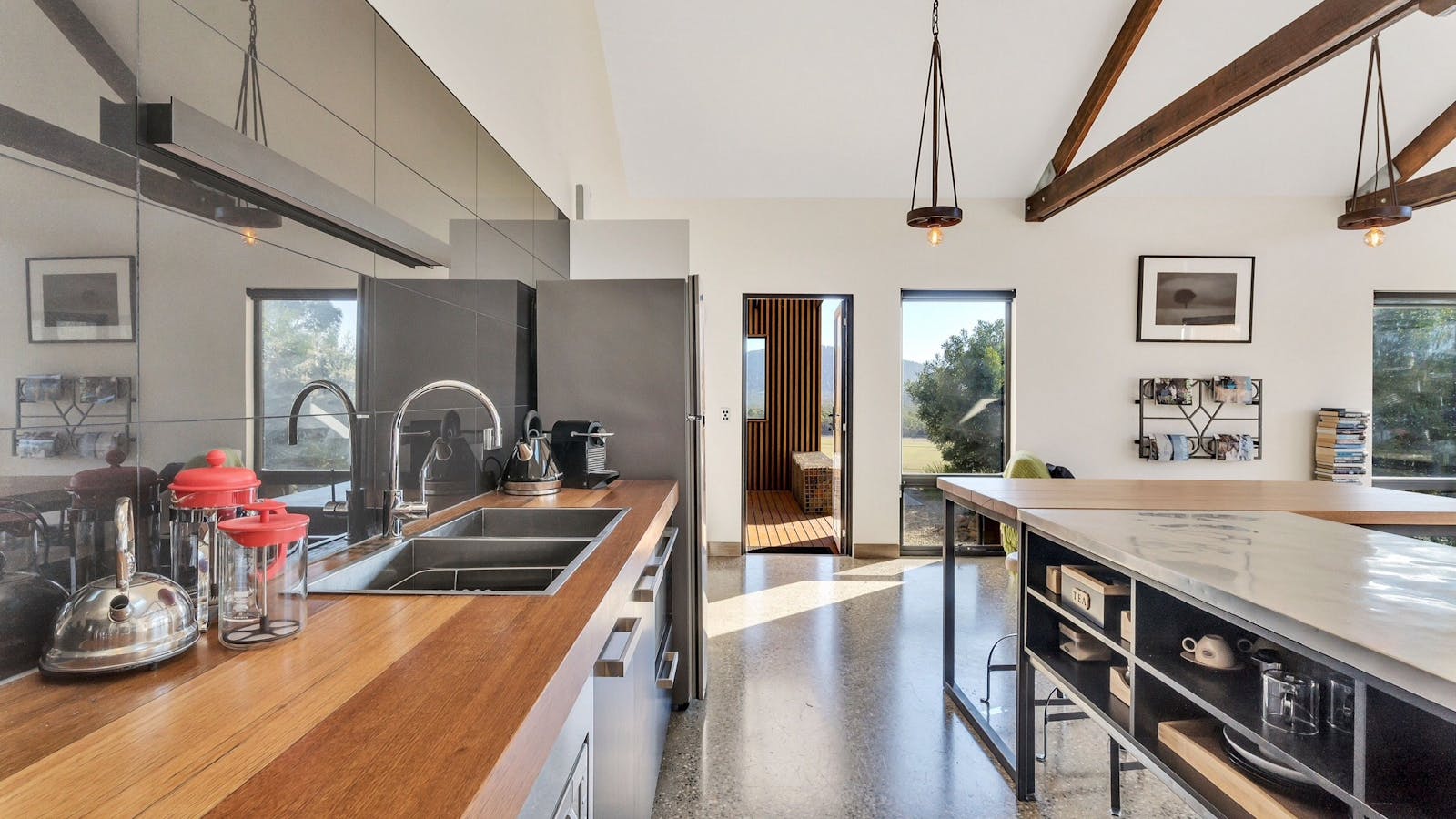 Villa Kitchen looking out to Patio