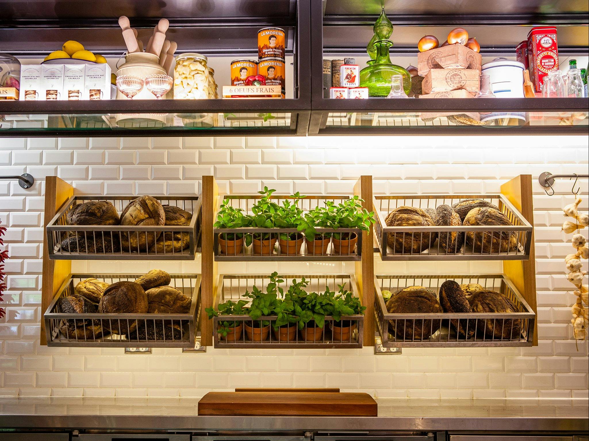 Fresh bread and herbs