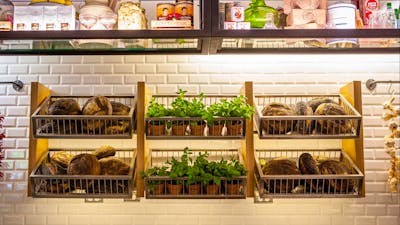 Fresh bread and herbs