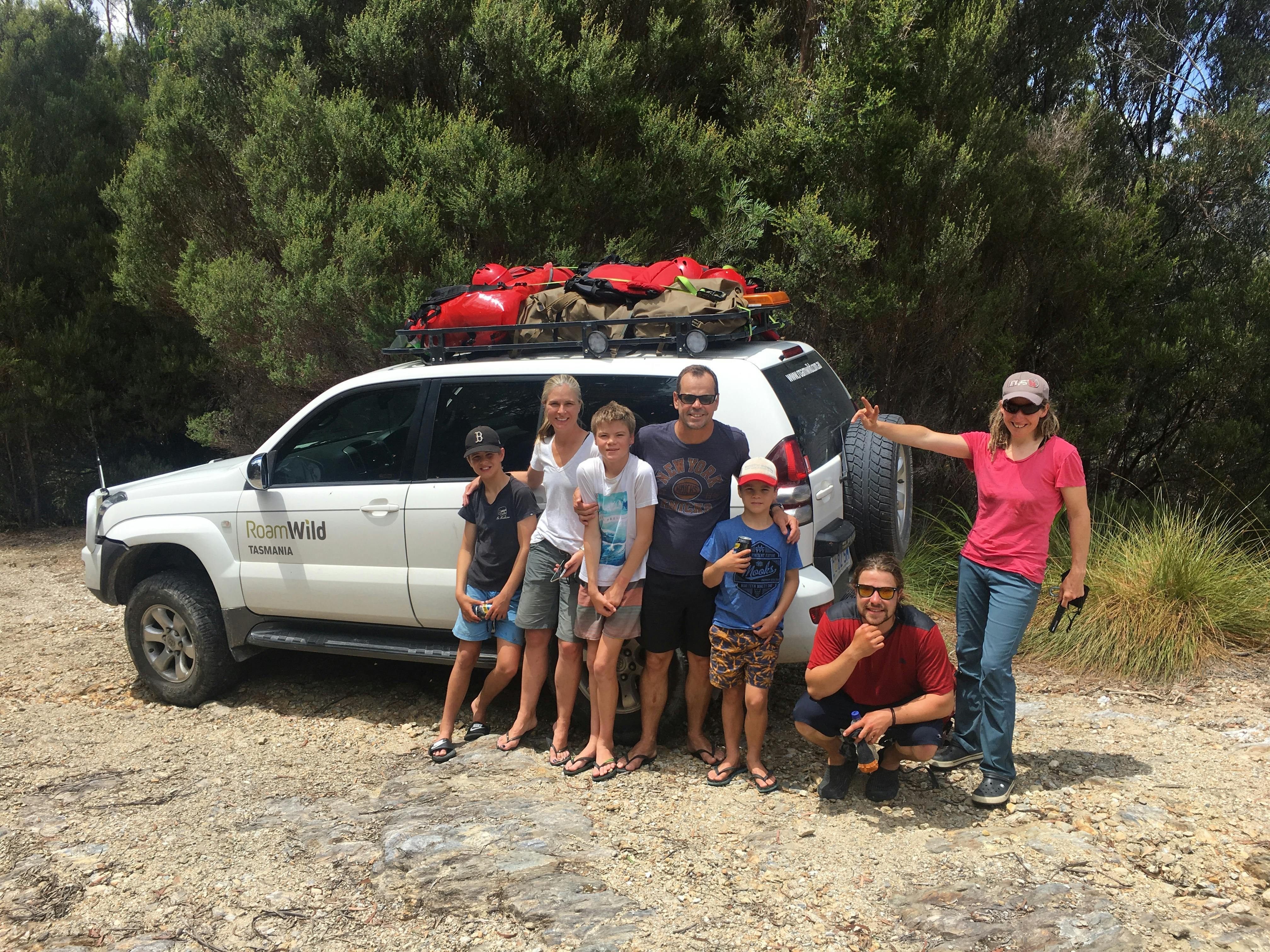 Parked at the site of the proposed number 2 Franklin River dam after an intrepid 4x4 WHA journey