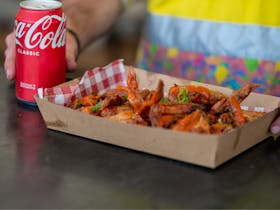 Food truck food and soft drink