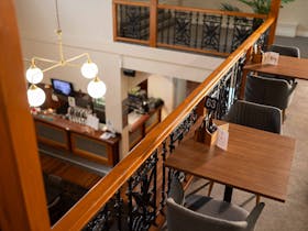 View over the restaurant and service bar from the private Atrium, accessed via a staircase