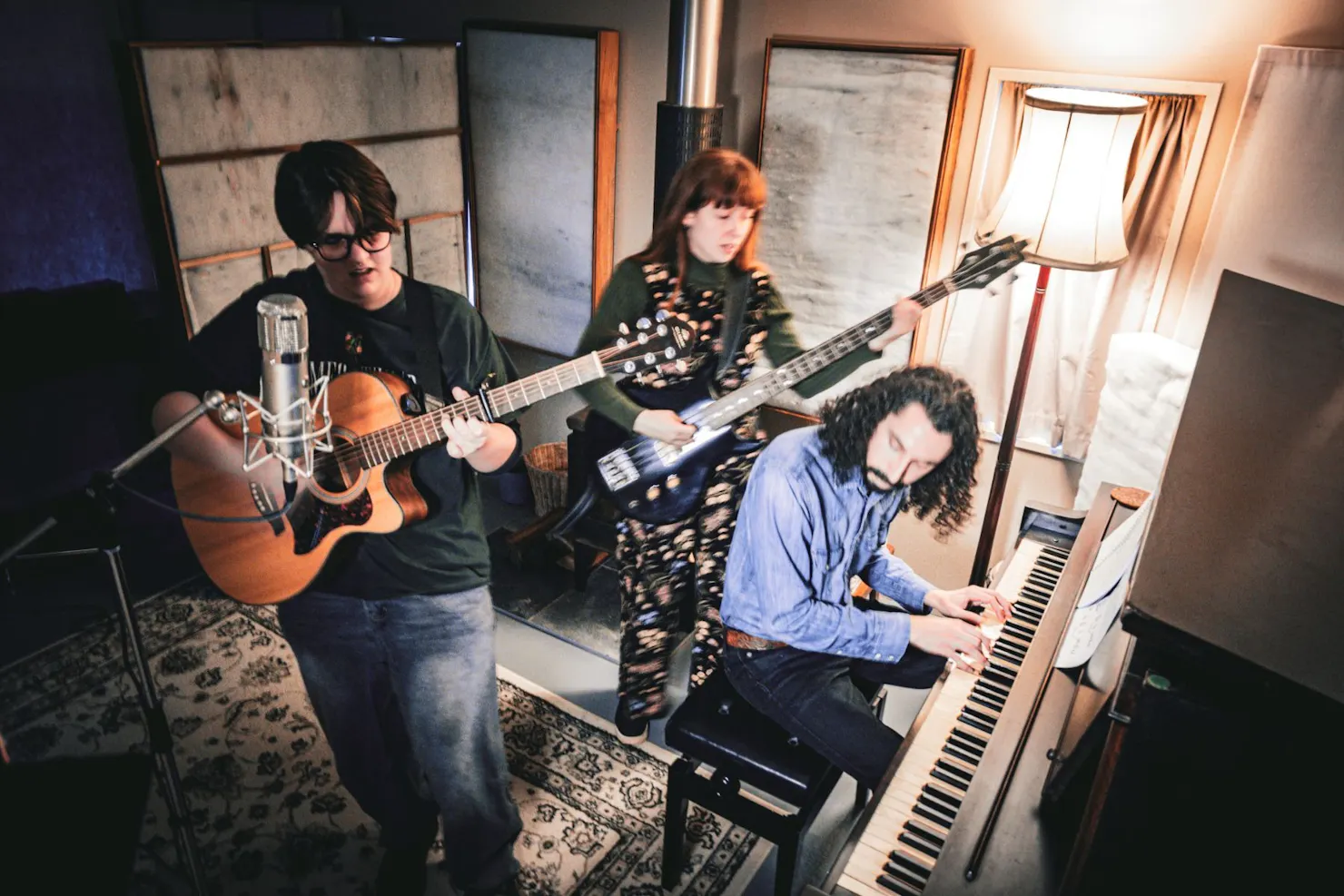 Elke Louie recording with Those Folk