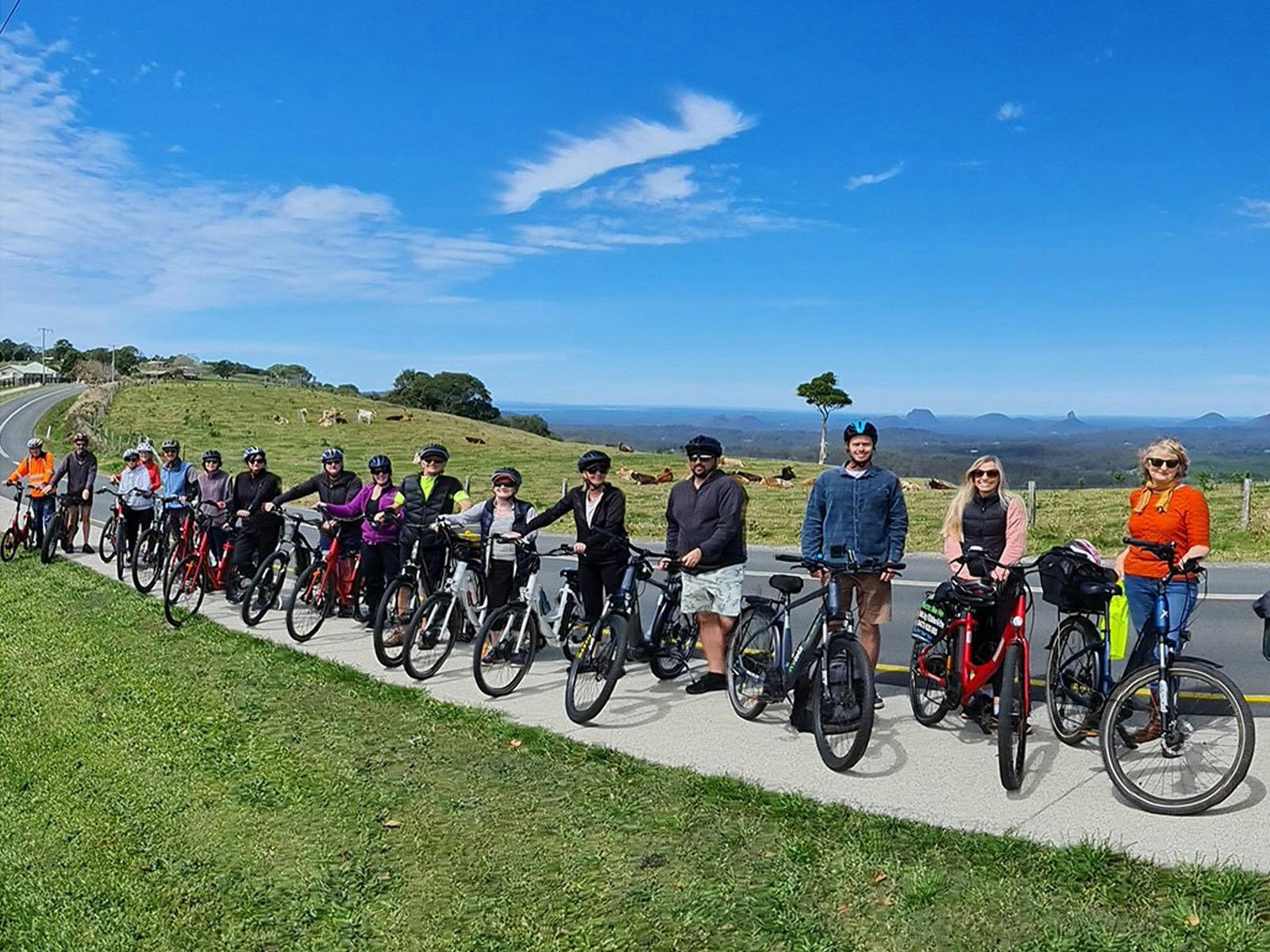 e-bike rider groups at One Tree Hill Maleny e-bike rider groups at One Tree Hill Maleny