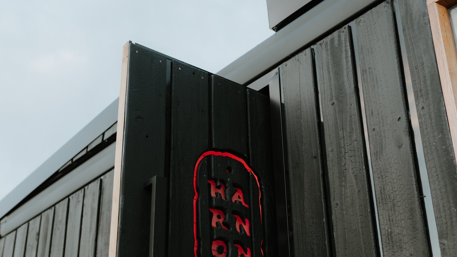 Entrance to Harnon Sauna, a handcrafted mobile sauna in Tasmania.