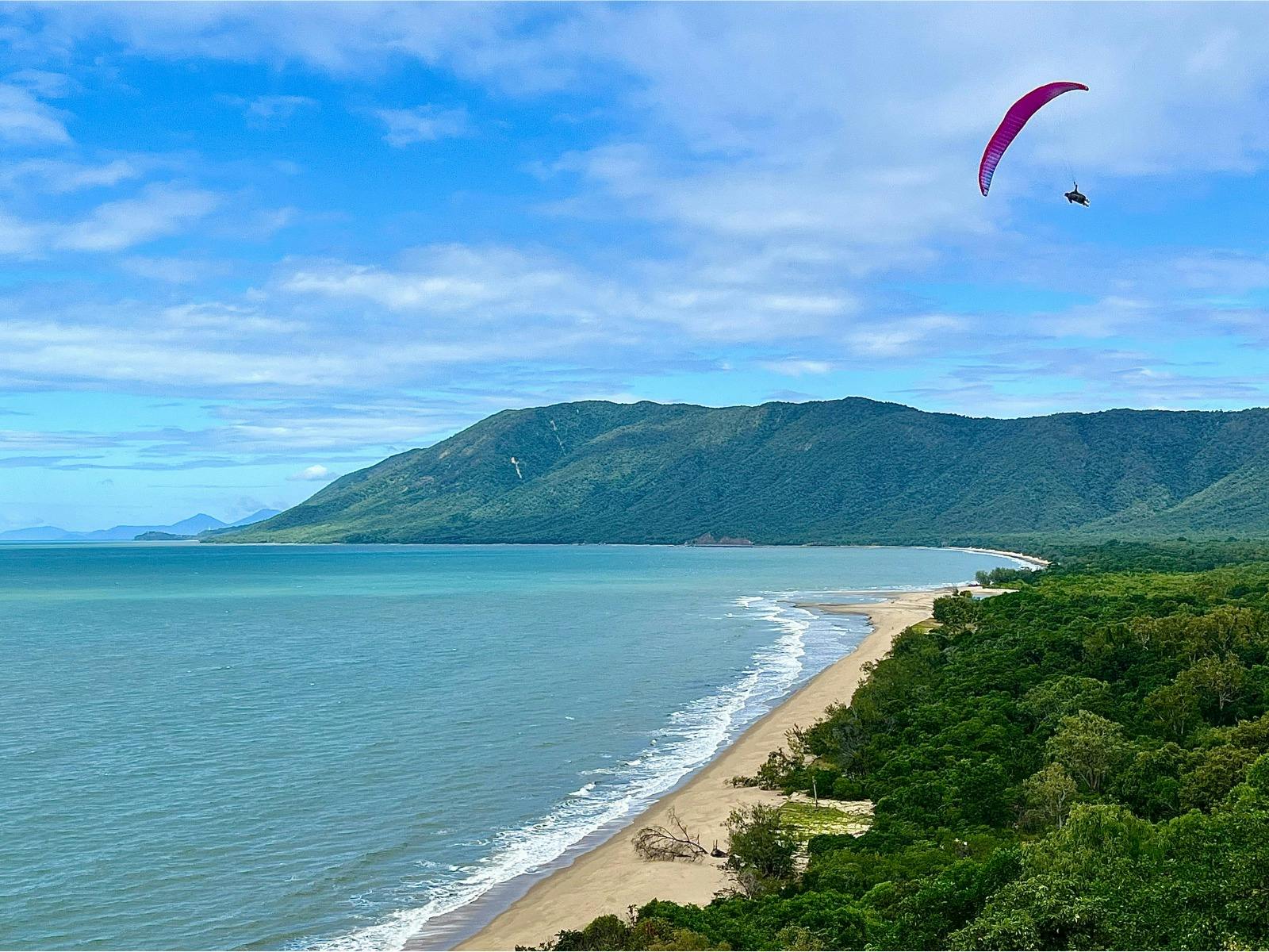 paragliding over the beach