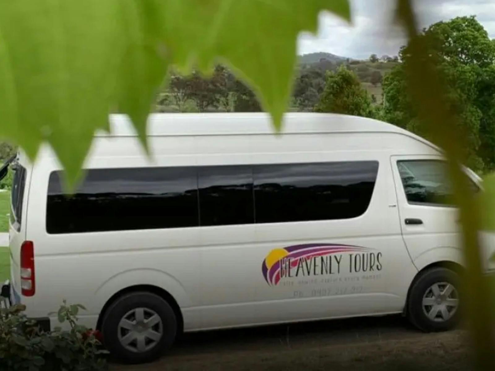 tour bus with leaf in corner