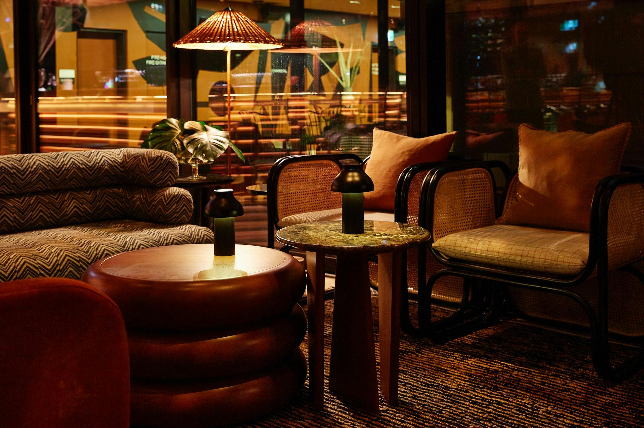 Rooftop bar at night