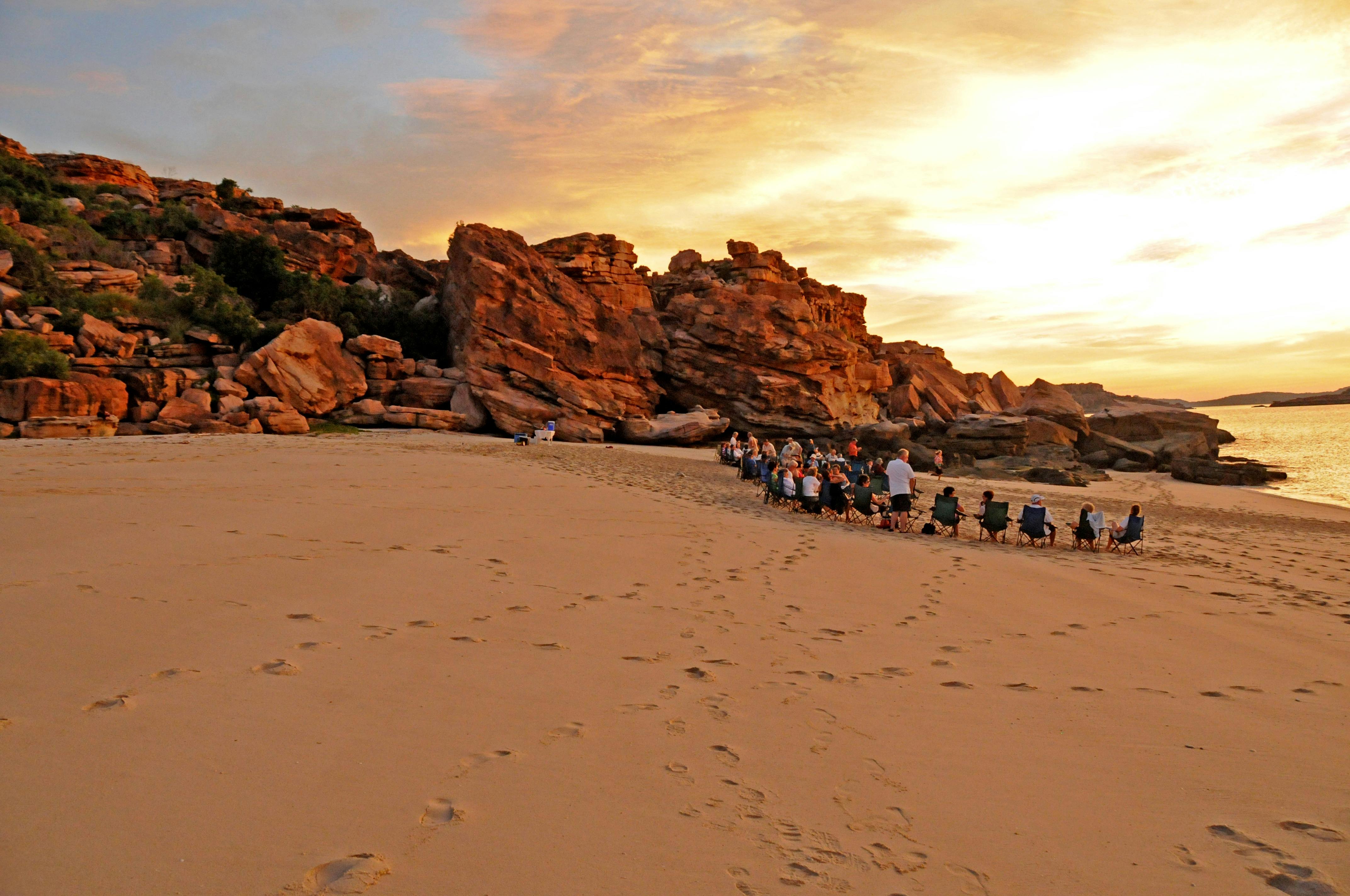 Coral Expeditions The Kimberley Cruise Verandah Beach sunset drinks