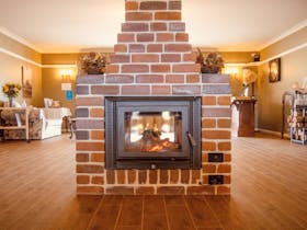 Lounge and Brick Fireplace