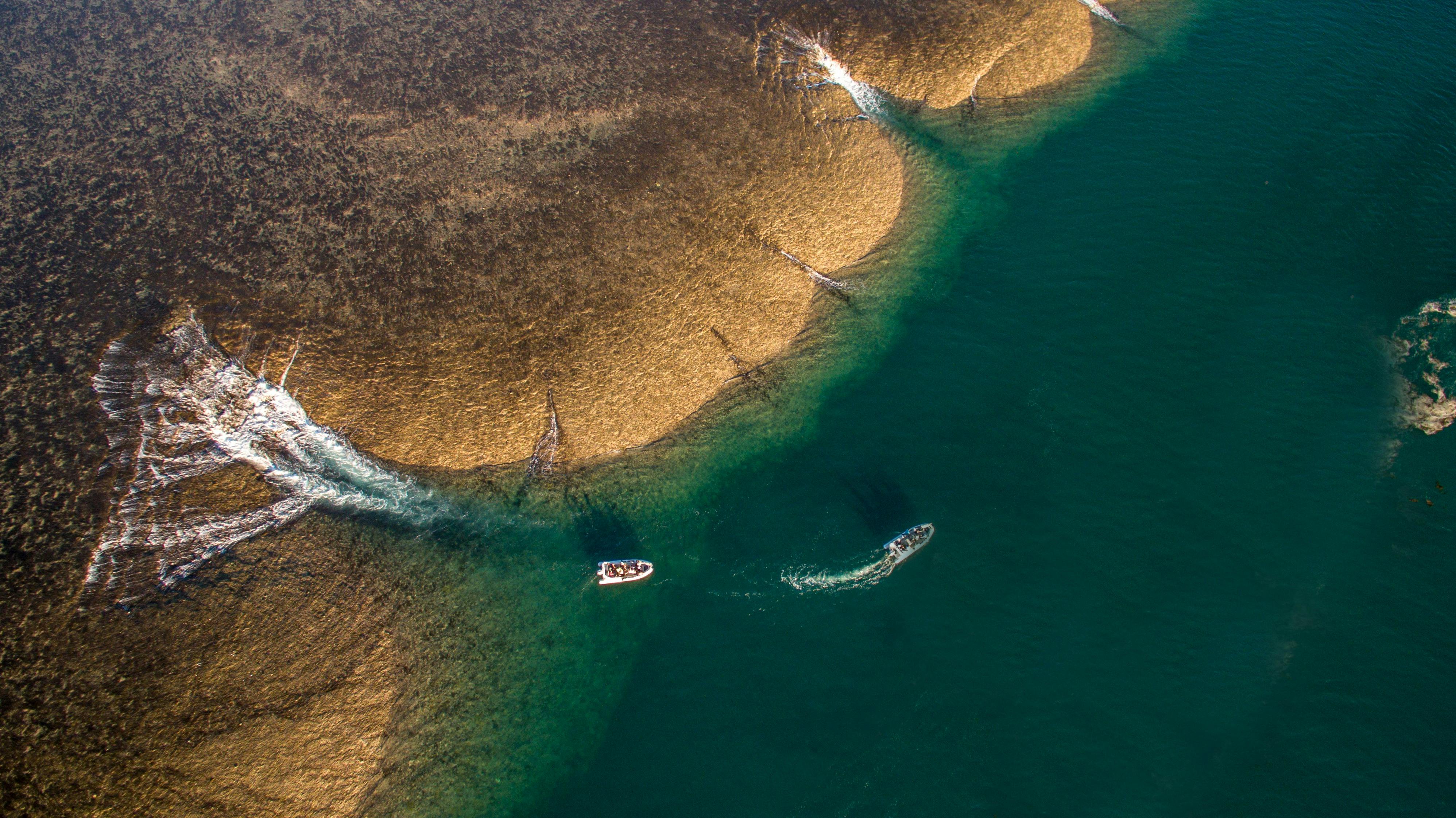 hidden reefs at receding tide