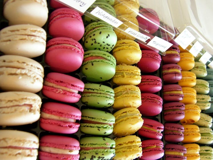 Various flavoured macarons