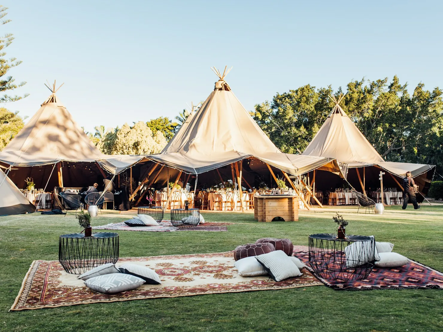 Tipis set up at the Convention Centre