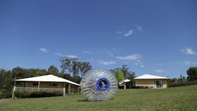 Zorb ball rolling down the hill