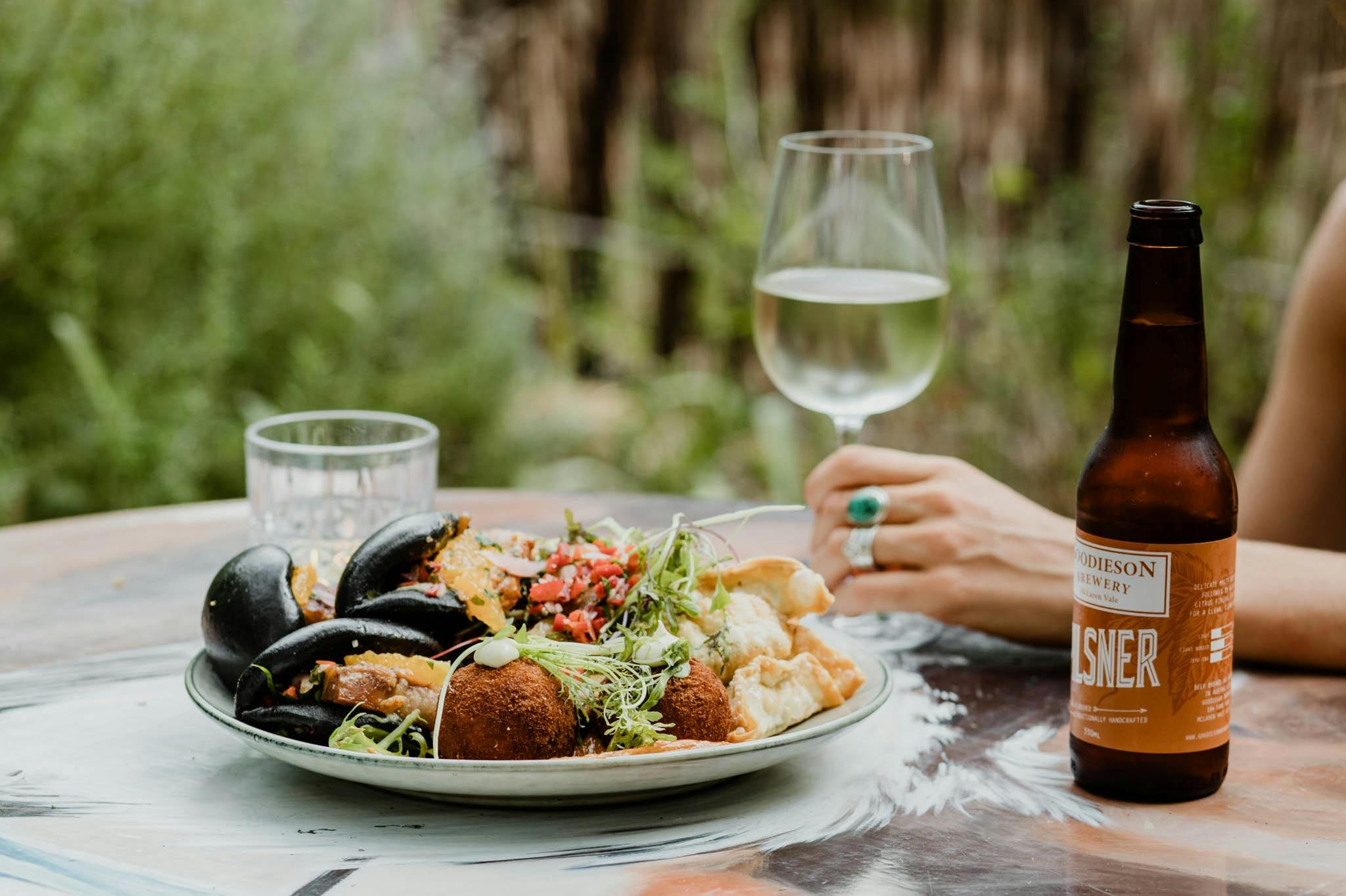 Wine and beer with lunch