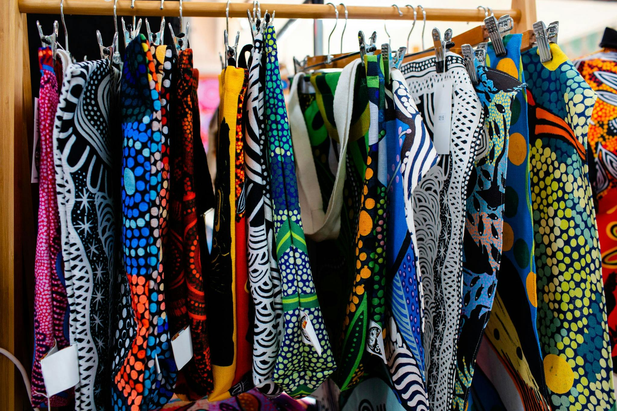 Products for sale hanging up on rack