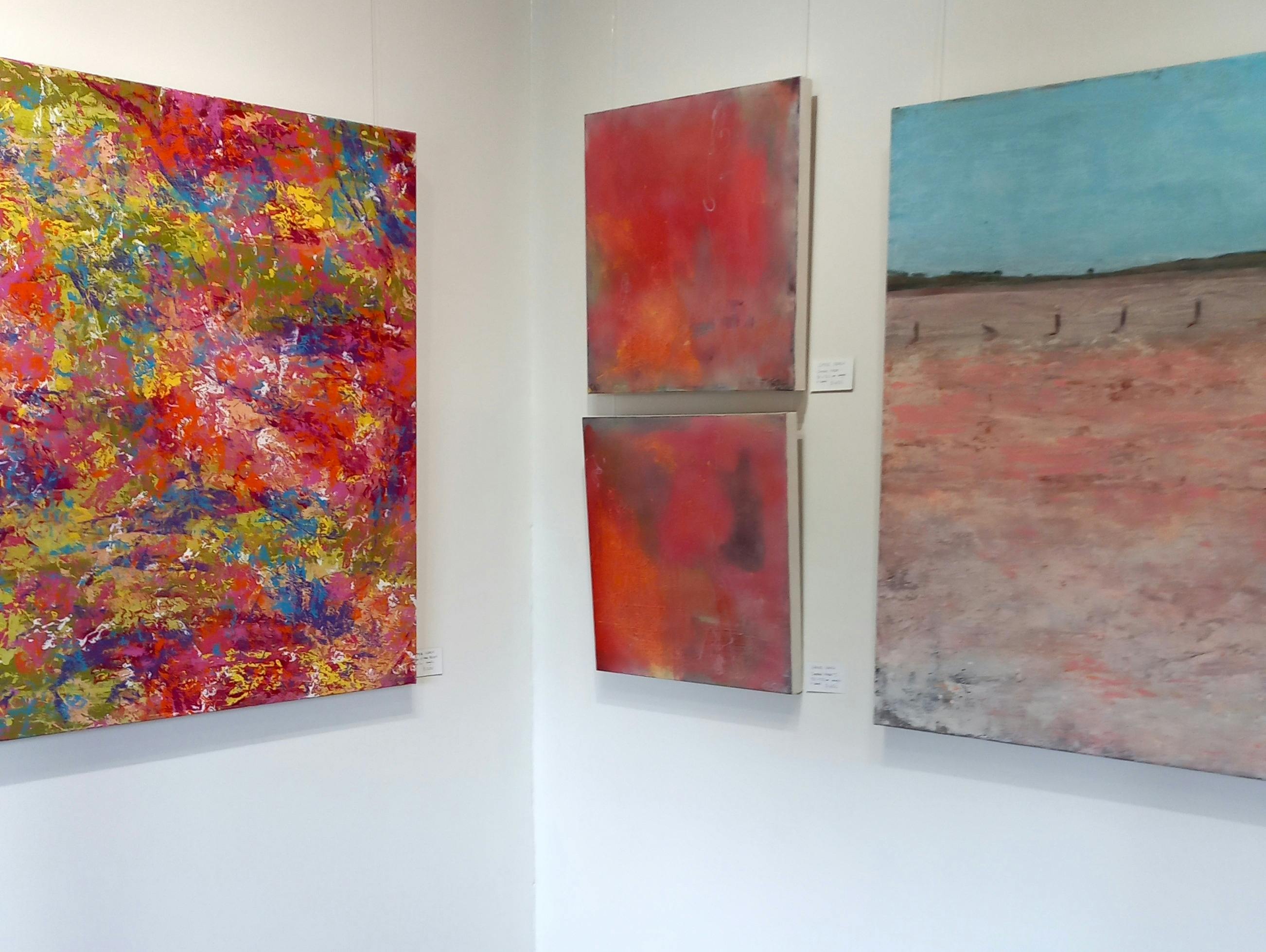 Bright, colourful paintings on the walls of the ART Gallery