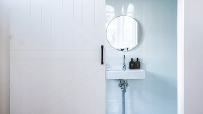 clean white bathroom lines
