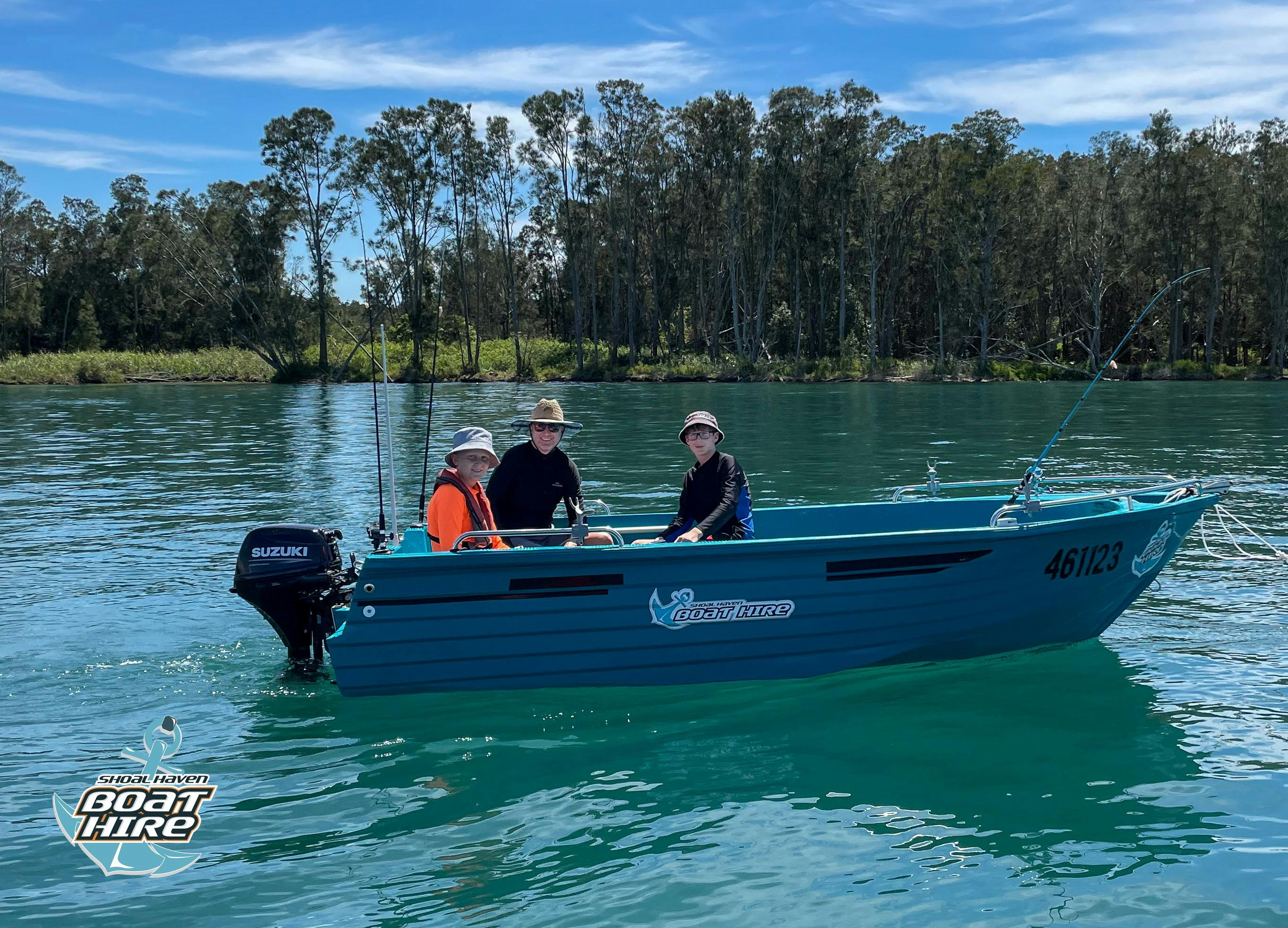father and sons fishing