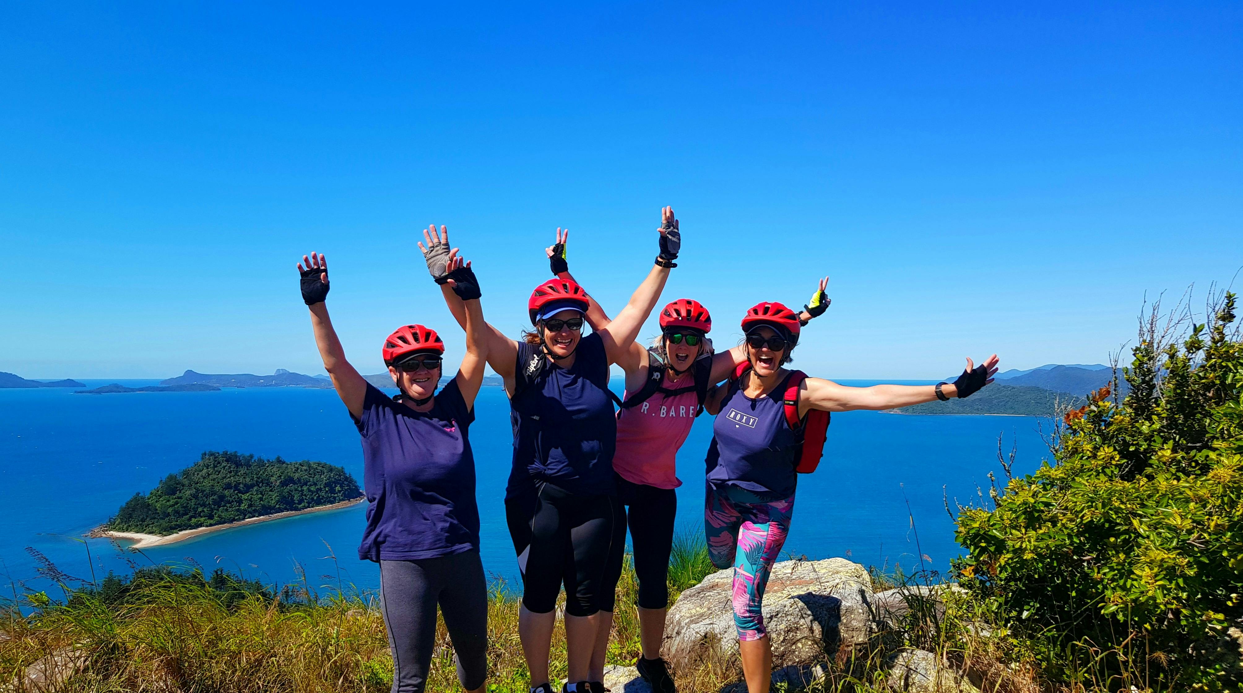 A top of Mt.Jeffreys, the highest peak of South Molle Island. Private 50th birthday ride.