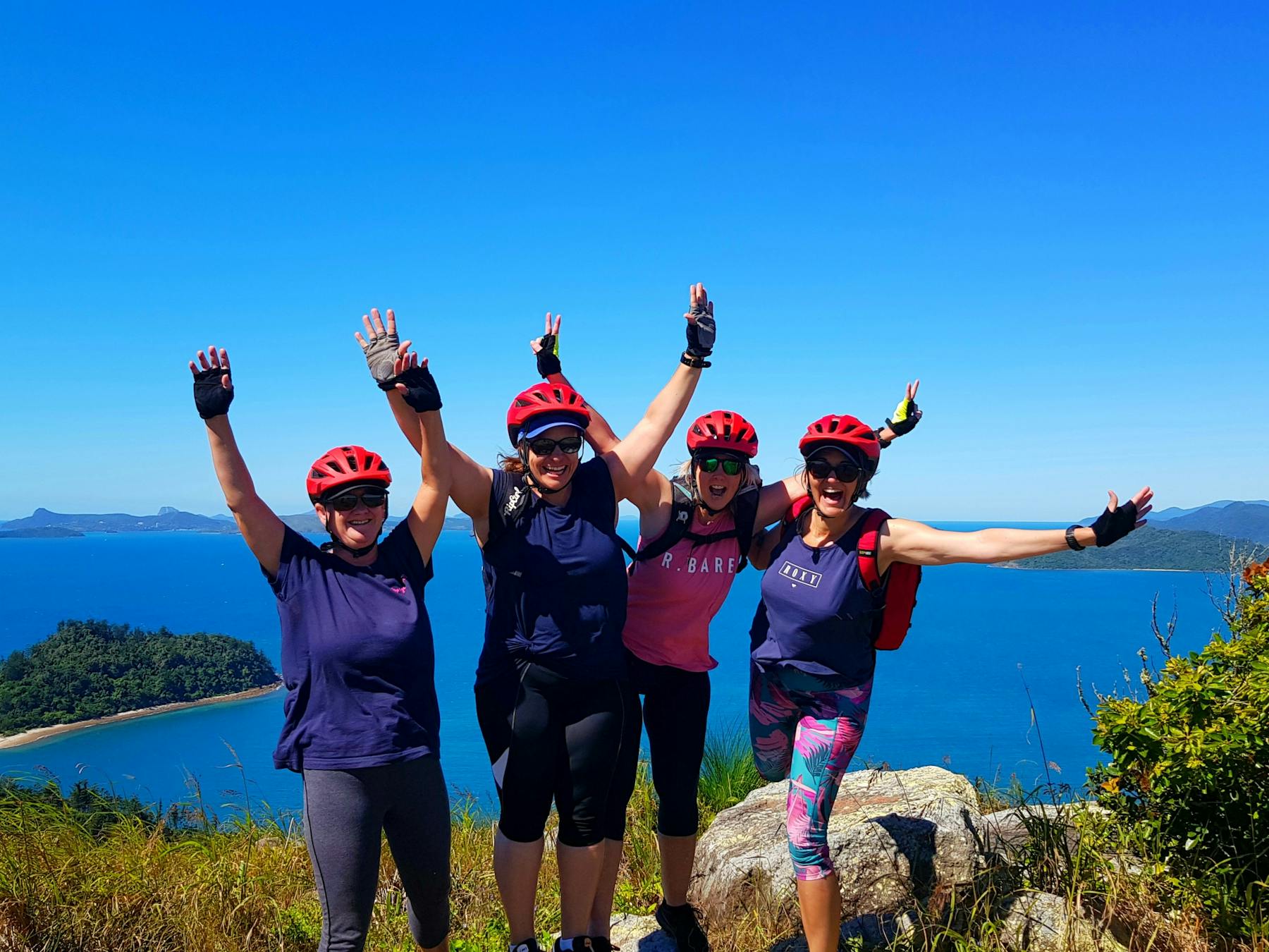 A top of Mt.Jeffreys, the highest peak of South Molle Island. Private 50th birthday ride.