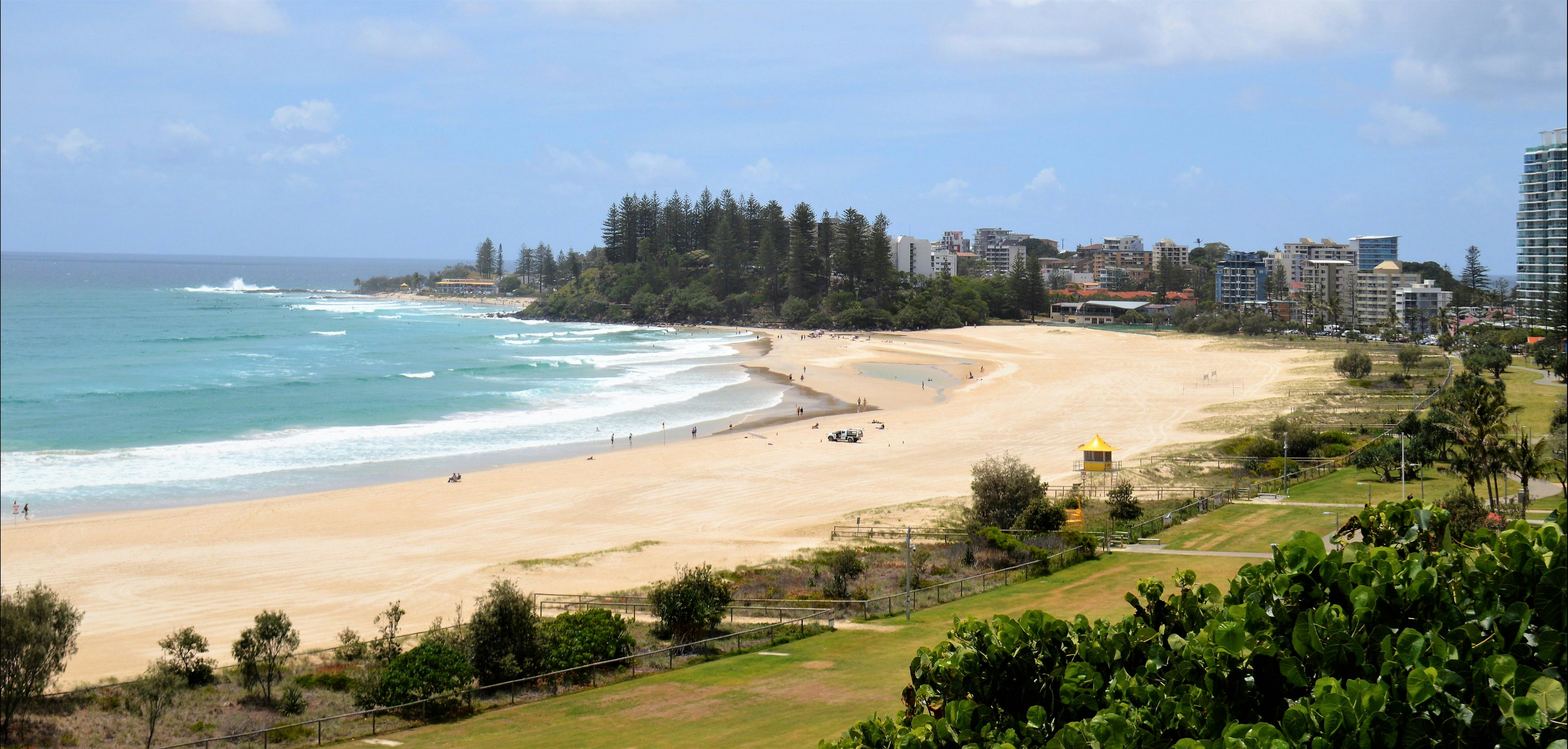 Coolangatta Beach with Rainbow Bay in background
