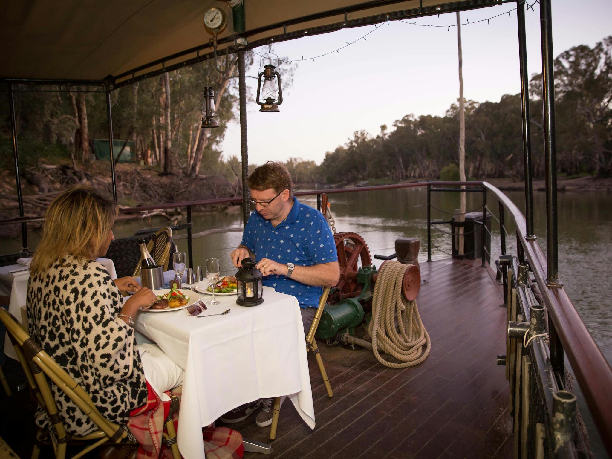 Dinner on bow of PS Emmylou