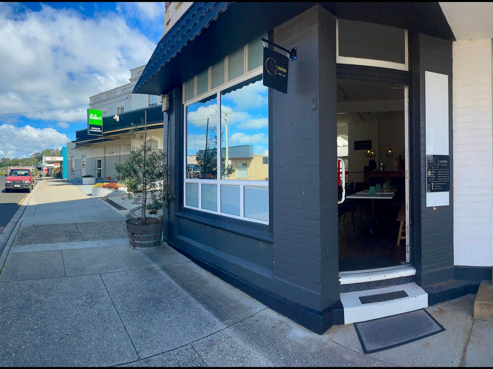 The exterior of Adelie Wine Bar