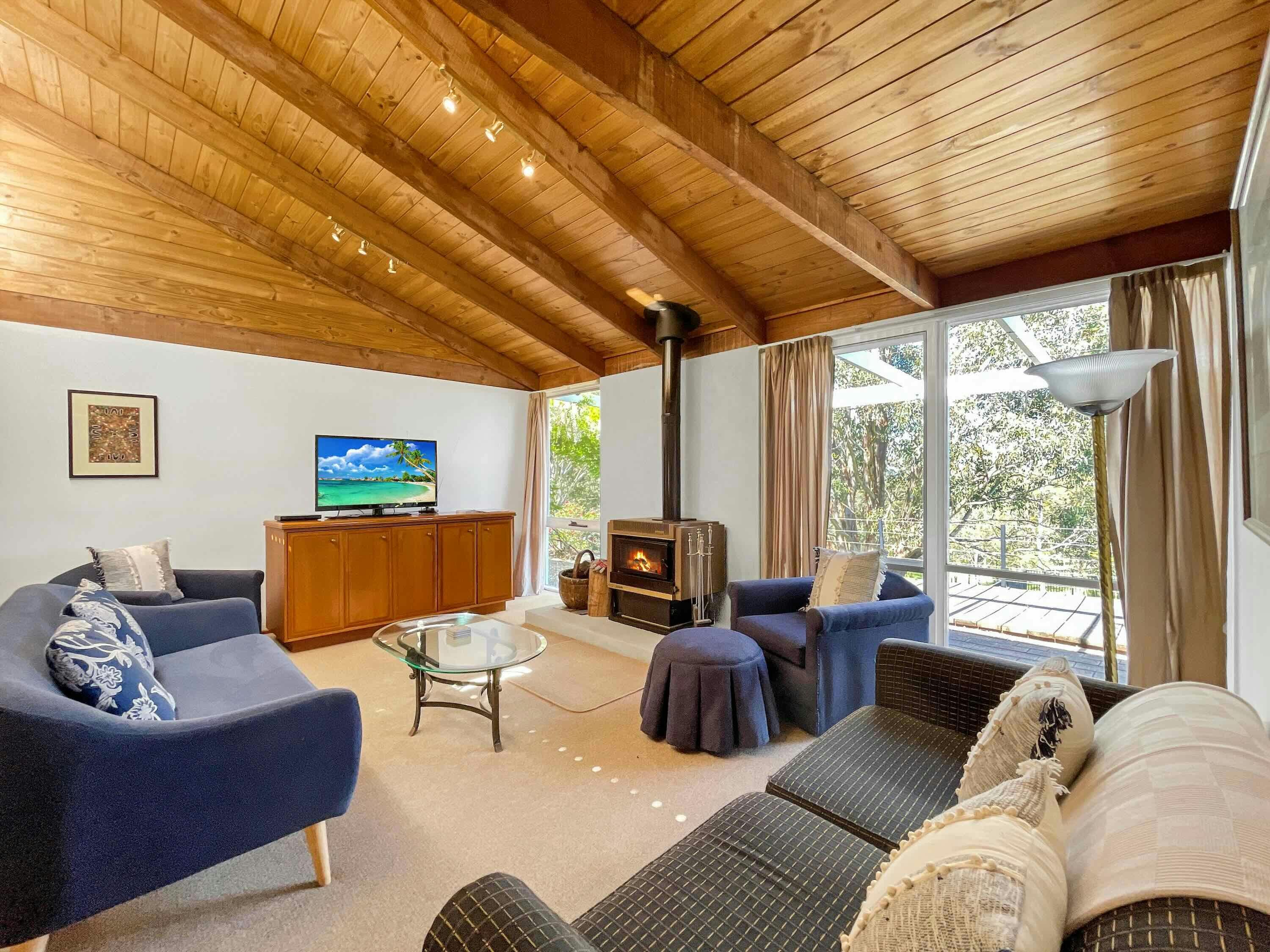 Living area with fireplace