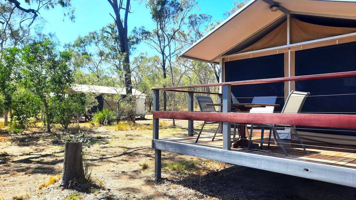 private deck of tent