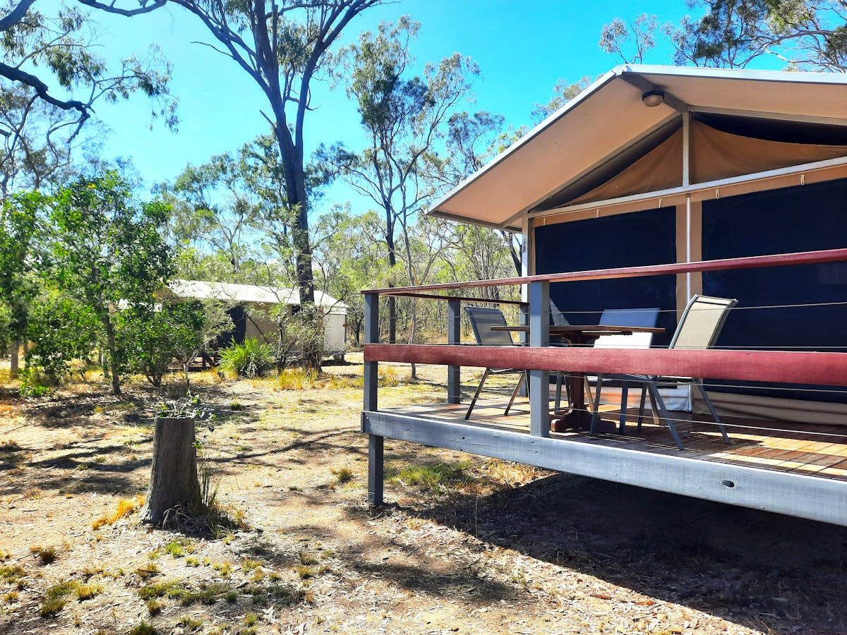 private deck of tent