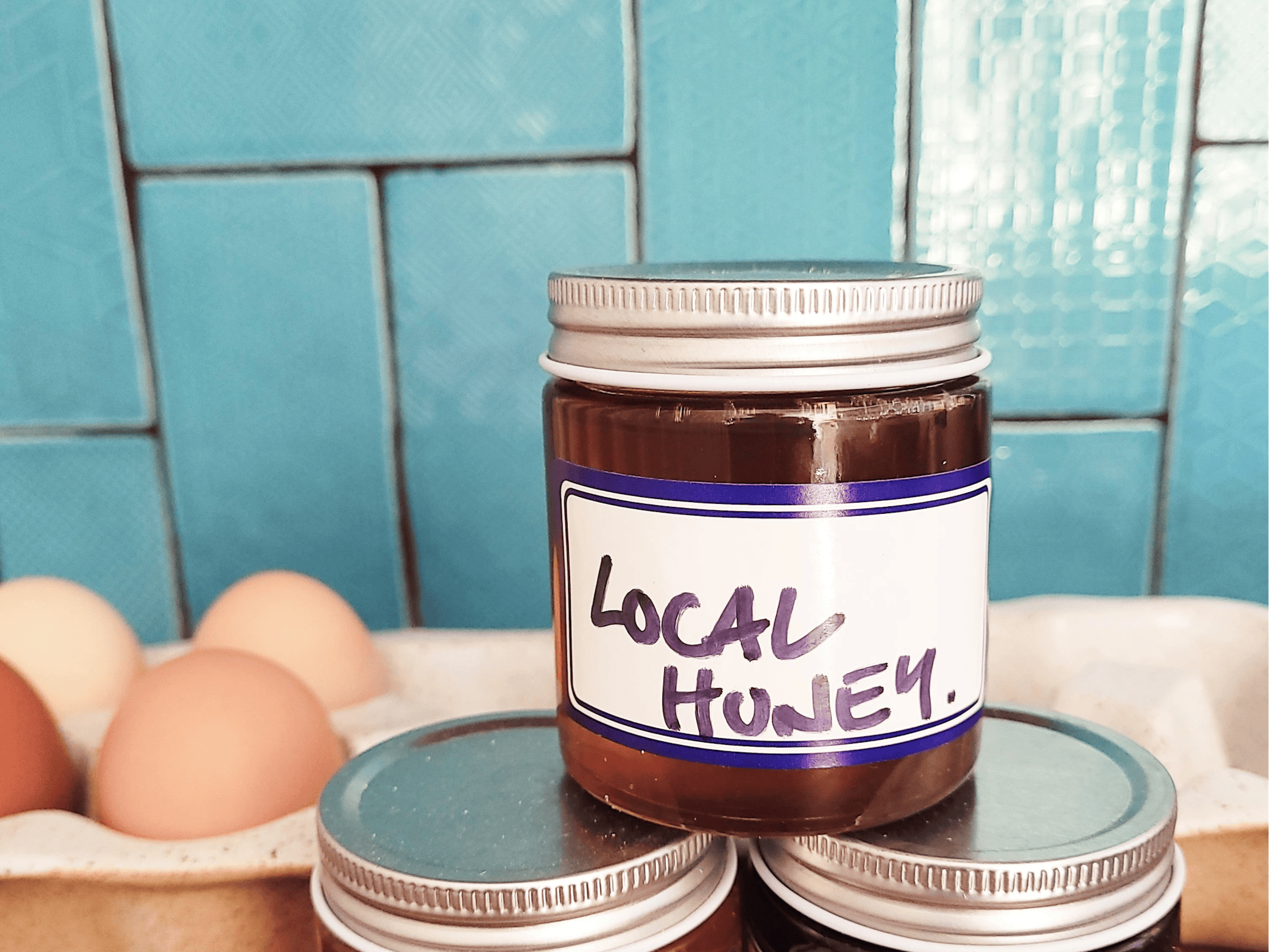 local jam, honey and eggs