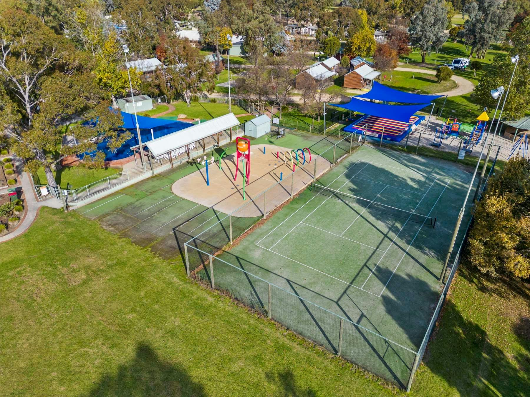 Tennis court & splash park