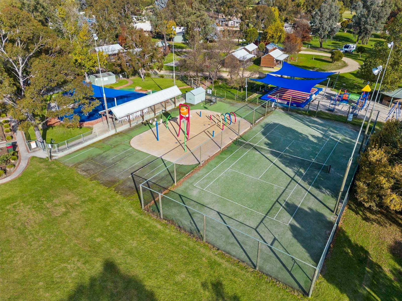 Tennis court & splash park